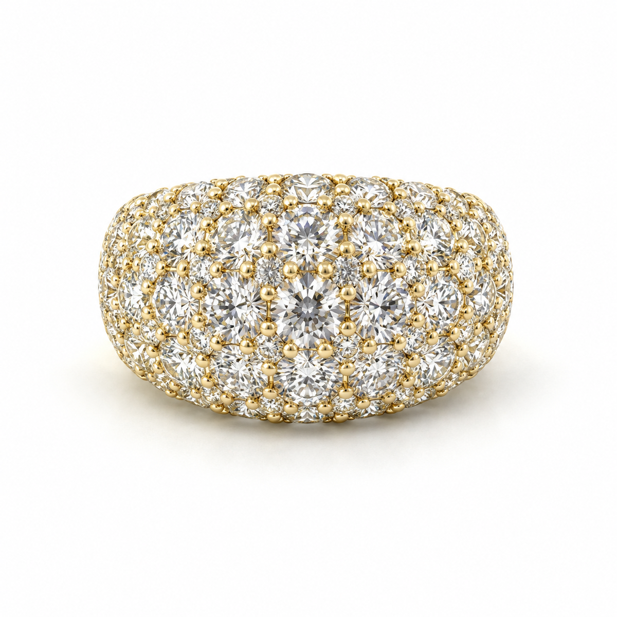 5.21 CTW Domed Pavé Lab Grown Diamond Cocktail Ring in 18K Yellow Gold