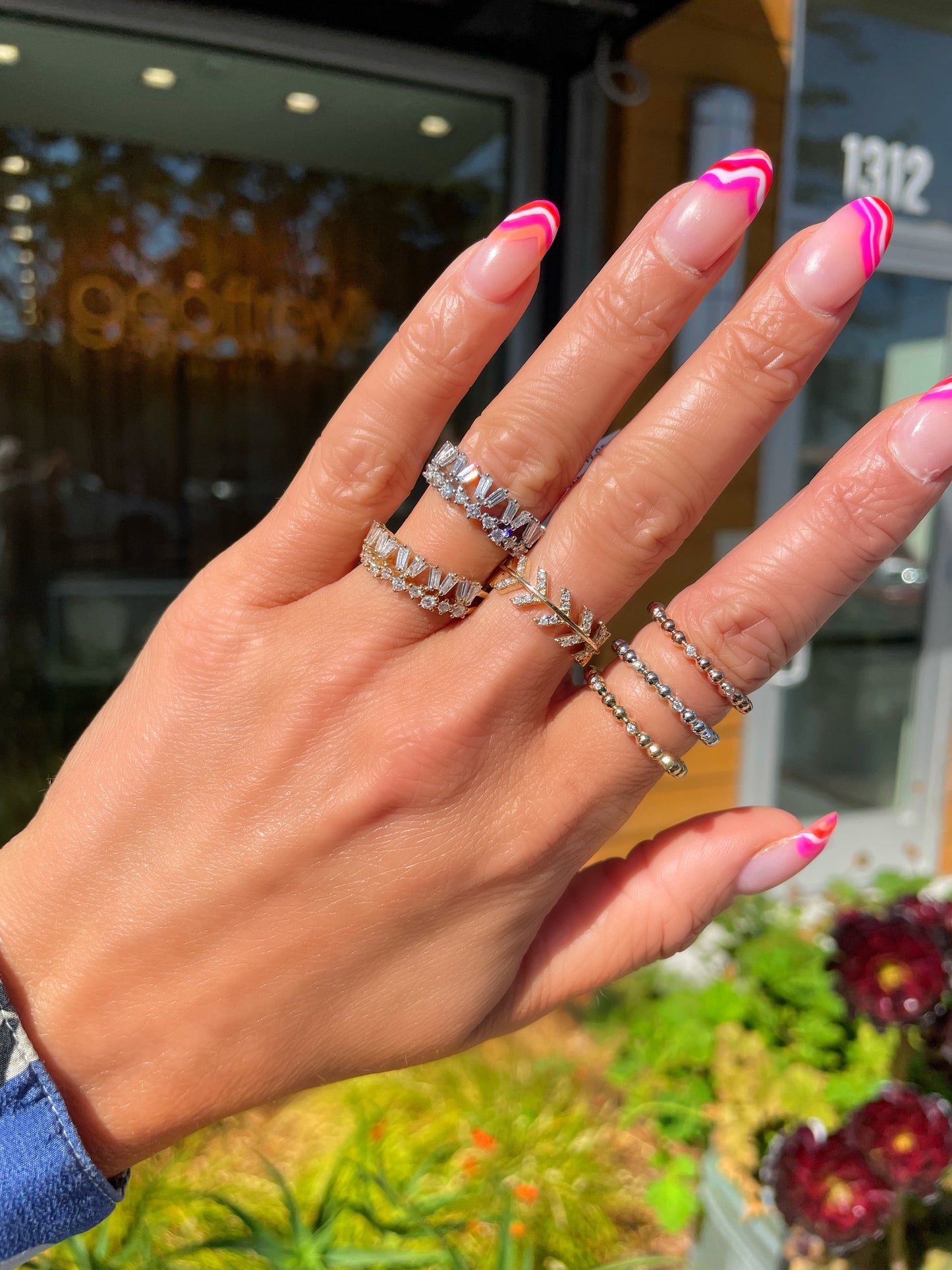 14K Yellow Gold Baguette And Round Diamond Stackable Ring (.58ctw)