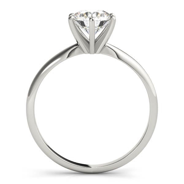 14K White Gold Round Brilliant Diamond Six Prong Solitaire Engagement Ring (1ctw)