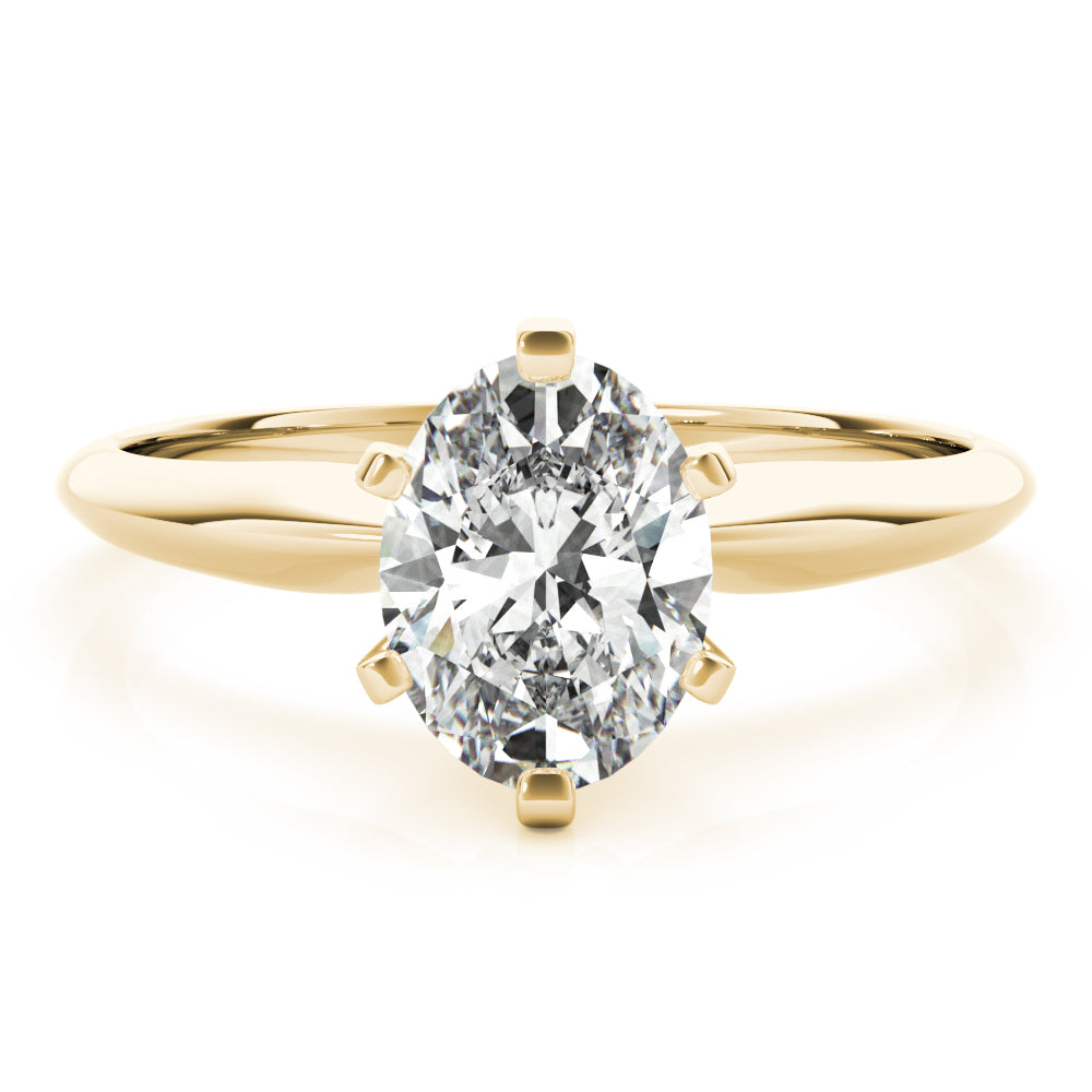 14K Yellow Gold Oval Diamond Six Prong Solitaire Engagement Ring (1ct)