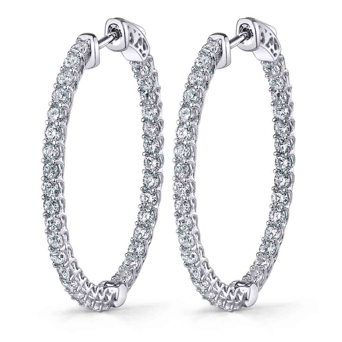 Classic Diamond Hoop Earrings - 32X40MM - 3.50 Carats