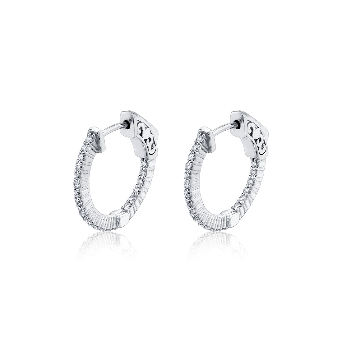 18MM Shared Prong Diamond Hoop Earrings