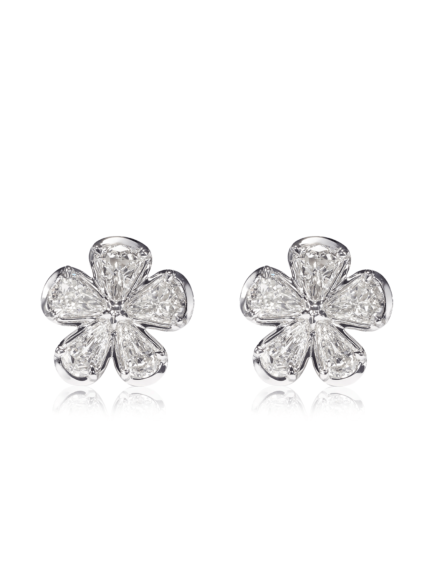14K White Gold Crisscut Pear Lab-Grown Diamond Flower Earrings (3.35ctw)