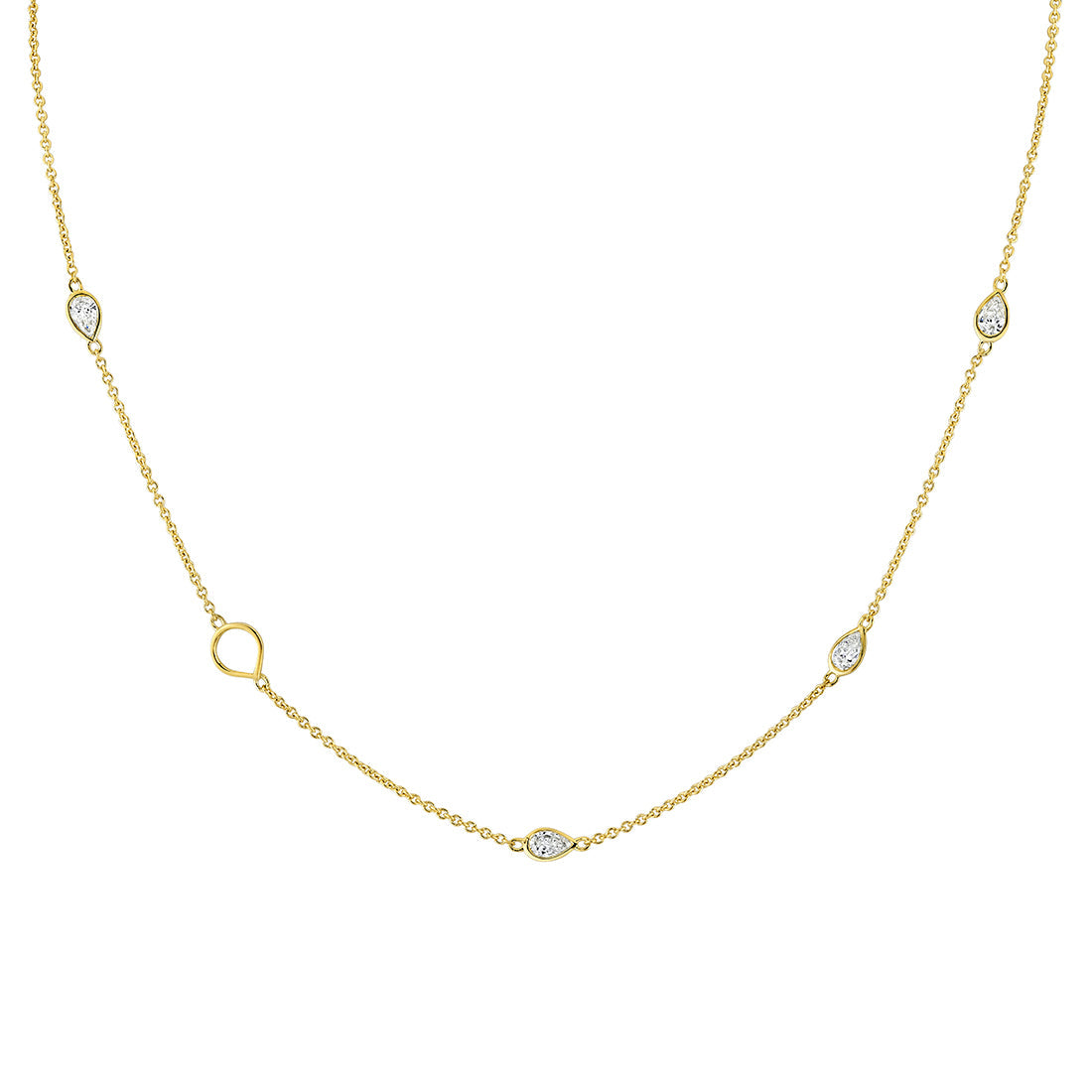 Shell Charms and Bezel Pear Diamonds Necklace