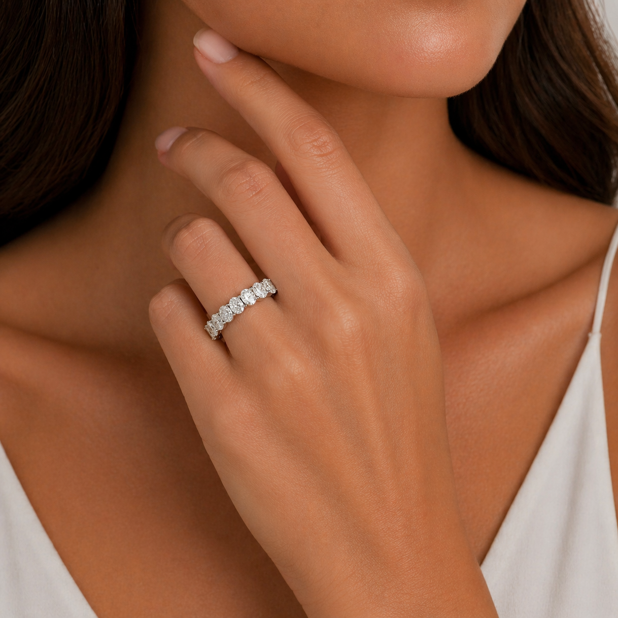 White Gold Eternity Ring With Oval Lab-Grown Diamonds