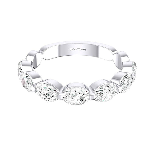 14K White Gold Oval Diamond Stackable Ring (1.32ctw)