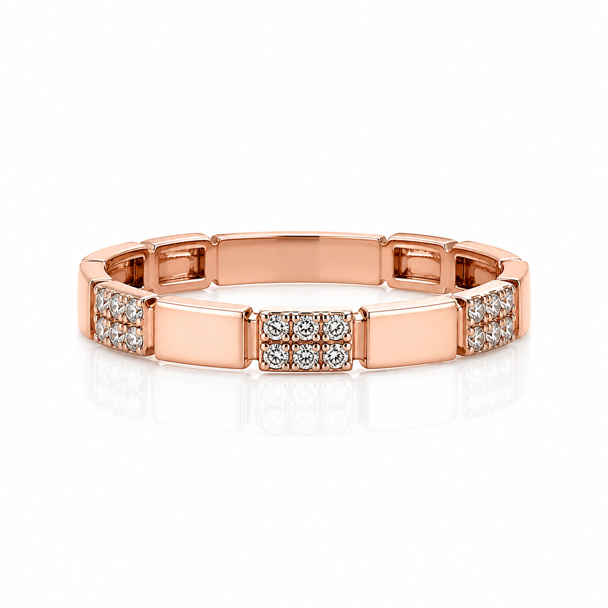 Rose Gold Geometric Diamond Stackable Ring