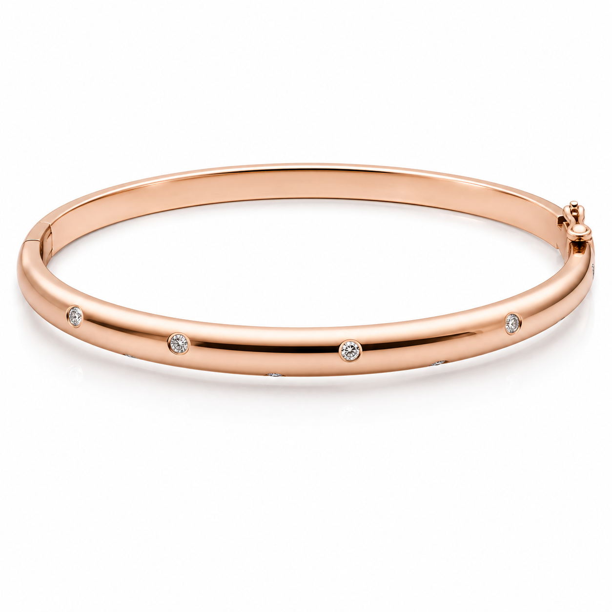 Rose Gold Flush Set Diamond Bangle