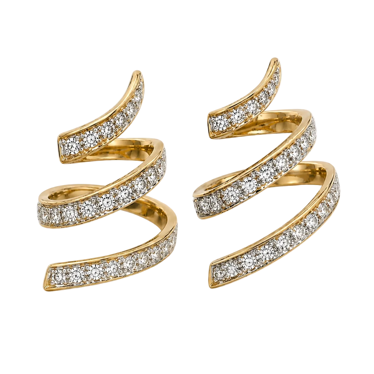 Yellow Gold Diamond Ribbon Earrings