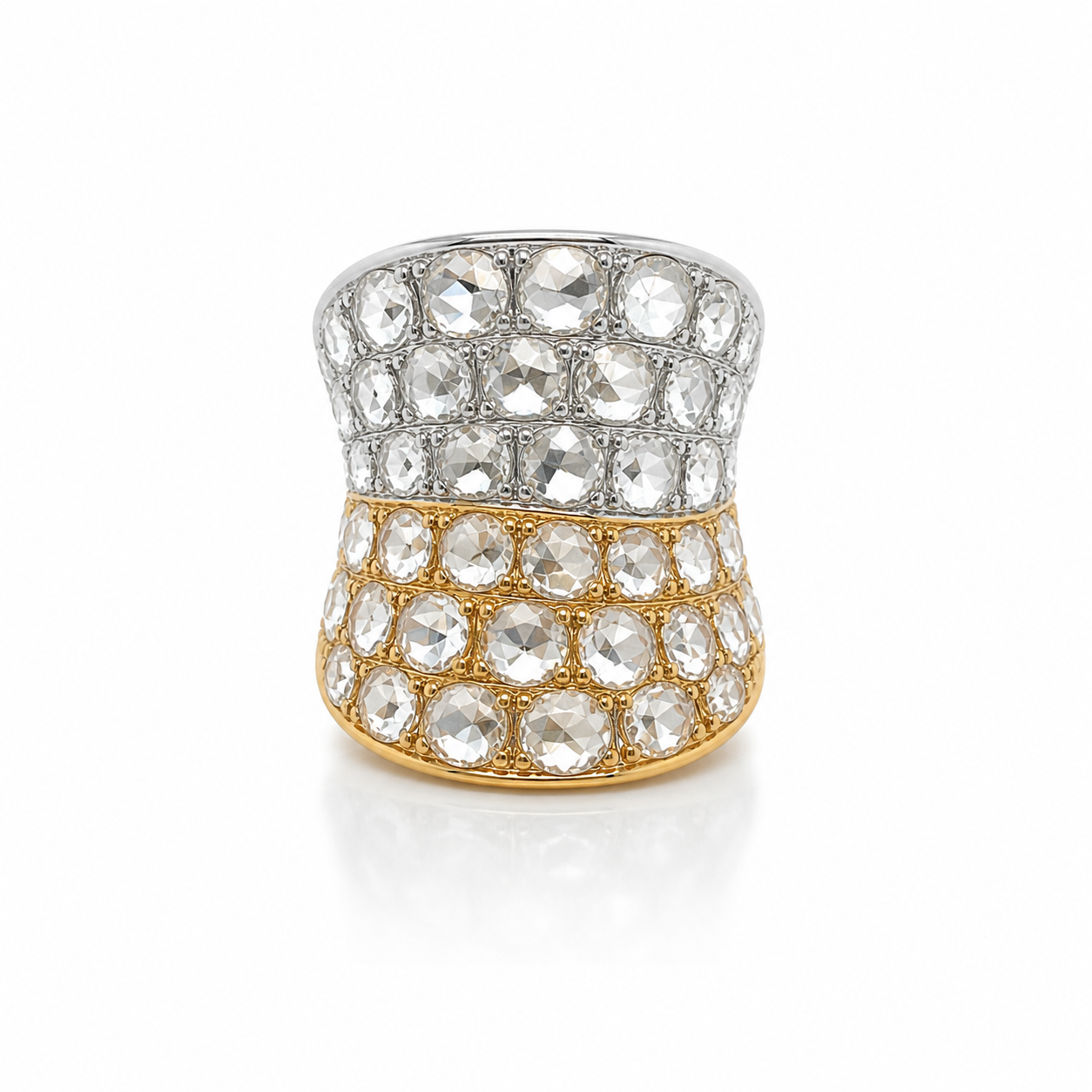 Yellow and White Gold Rose Cut Fashion Ring
