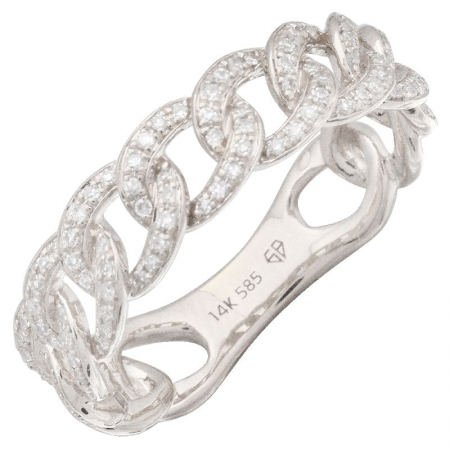 14K White Gold Diamond Pave Chain Link Ring (.31ctw)