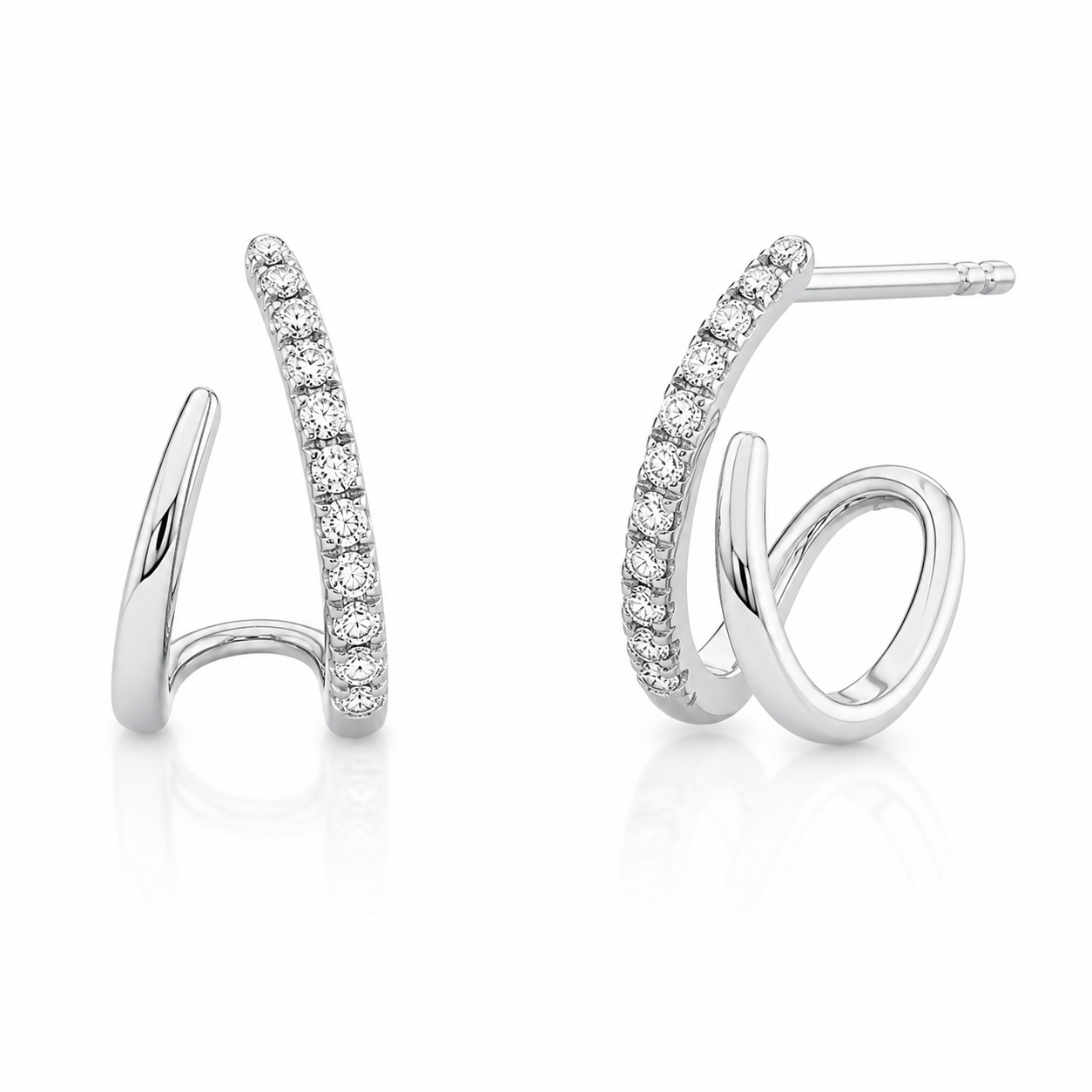 White Gold and Diamond Cuff Earrings