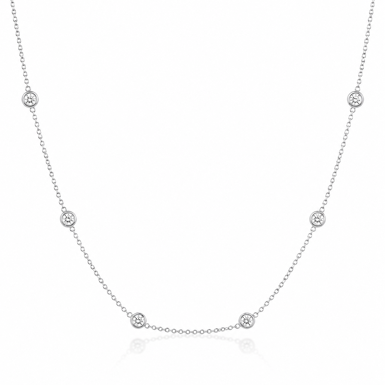White Gold Lab-Grown Diamonds By The Yard Necklace