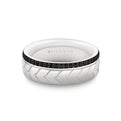 Shell Apex Engraved Black Diamond Mens Band - Isaac
