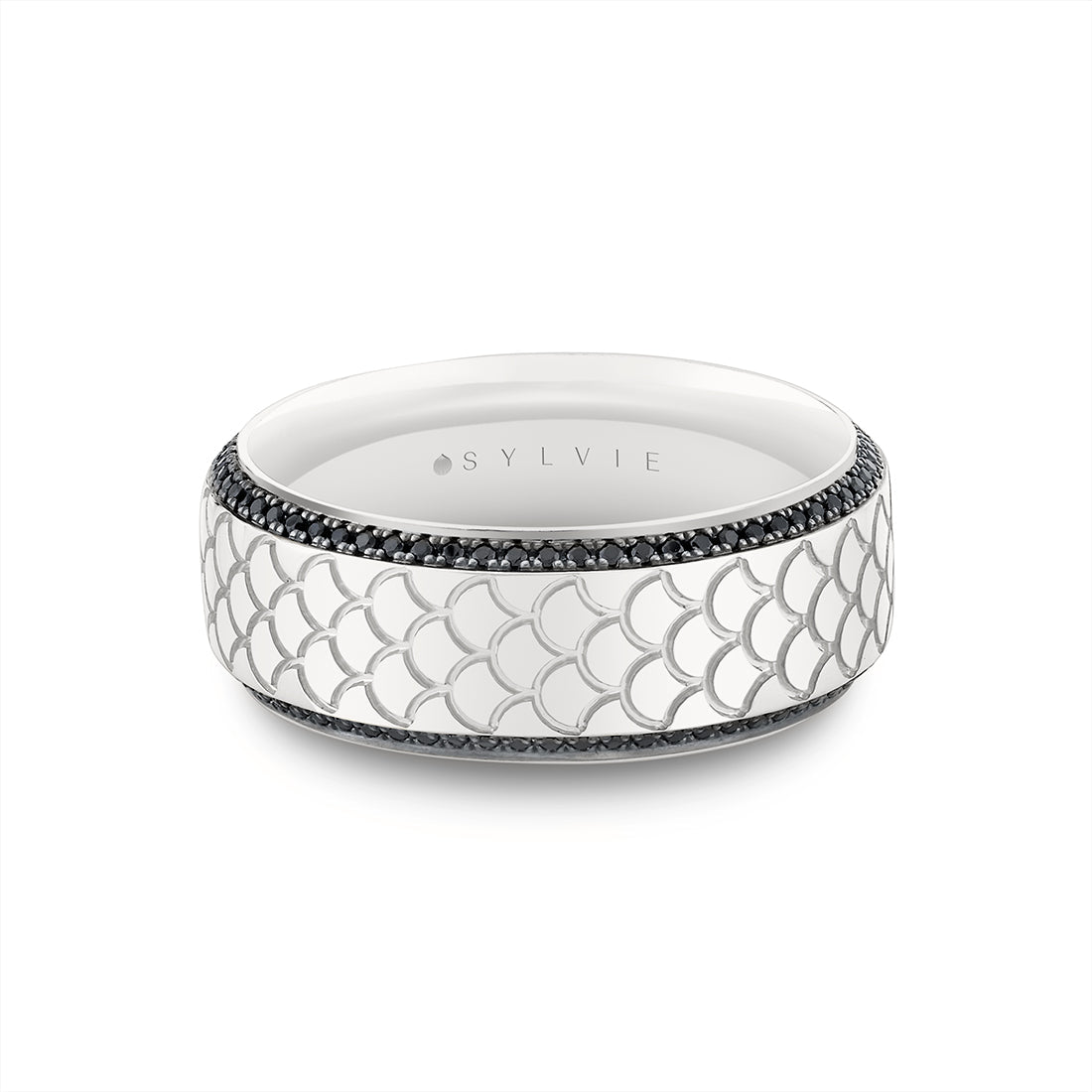 Heritage Engraved Black Diamond Mens Band - Damian