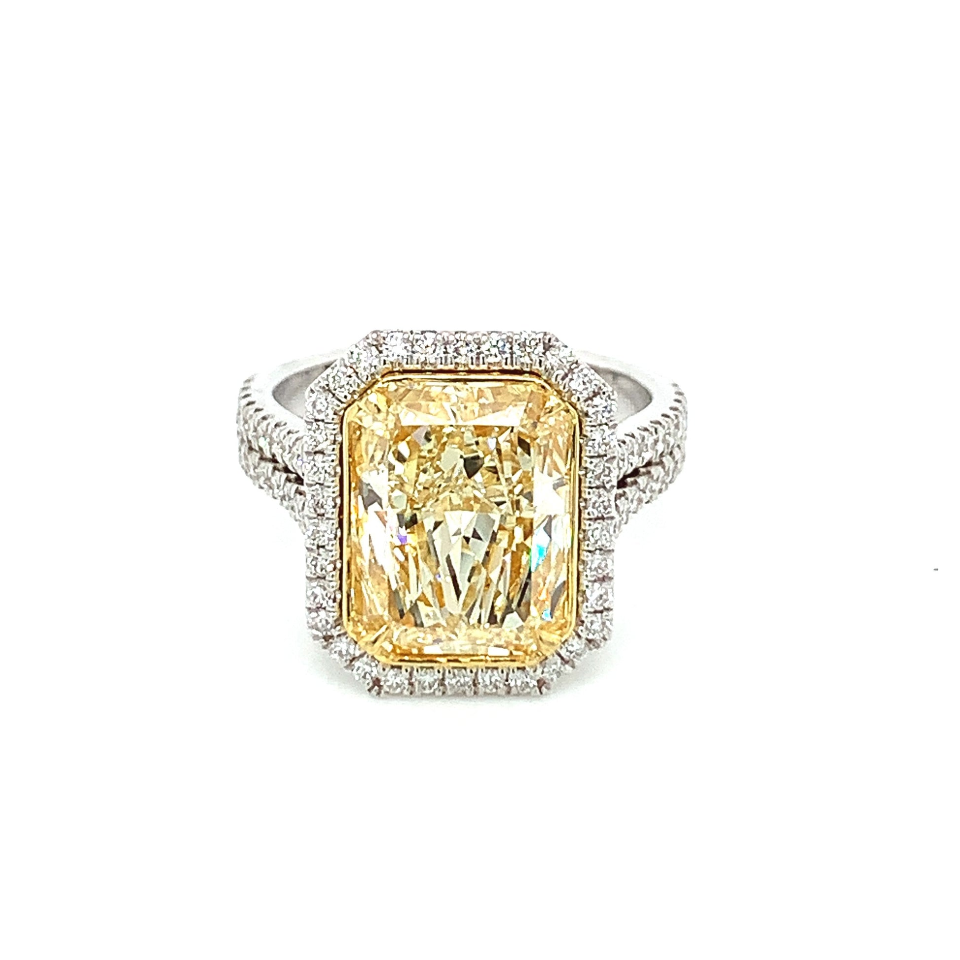 14K White Gold Yellow Radiant Cut Diamond Engagement Ring ( 5.25ctw)