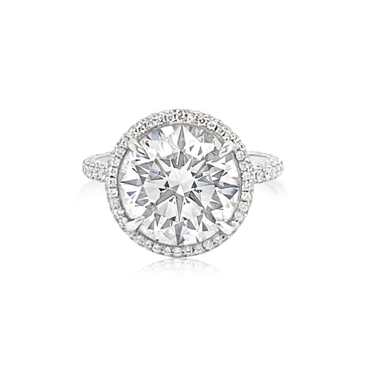 14K White Gold Round Diamond Halo Engagement Ring (5.11ct)