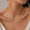Yellow Gold Mother of Pearl Quatrefoil Necklace