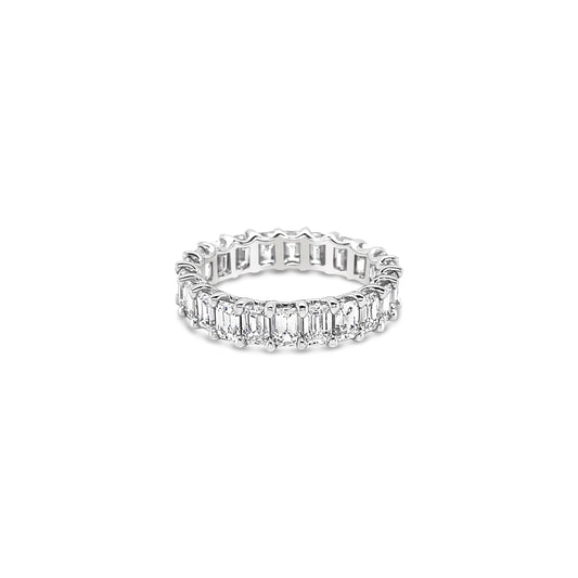 18K White Gold Eternity Ring With Emerald Cut Diamonds (4.27ctw)