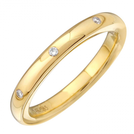 14K Yellow Gold Three Round Diamond Ring (.07ctw)