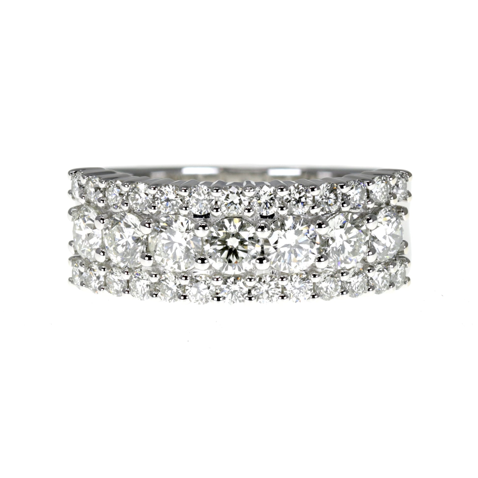 14K White Gold Diamond Anniversary Ring With Pave Accents (1.73ctw)