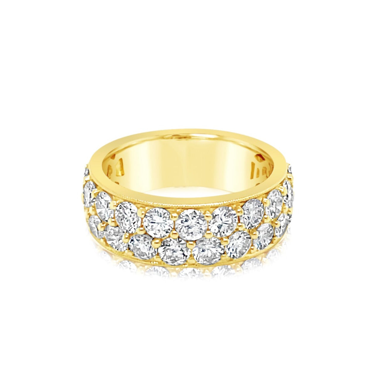 14K Yellow Gold Two Row Diamond Pave Ring (3.53ctw)