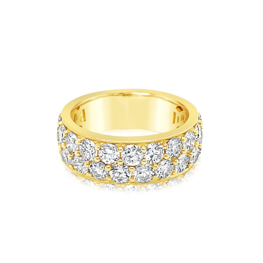 14K Yellow Gold Two Row Diamond Pave Ring (3.53ctw)