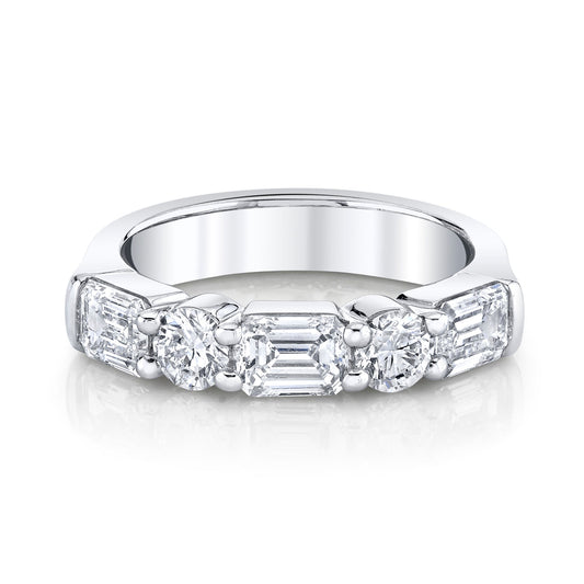 14K White Gold Baguette and Round Brilliant Diamond Ring (1.70 ctw)