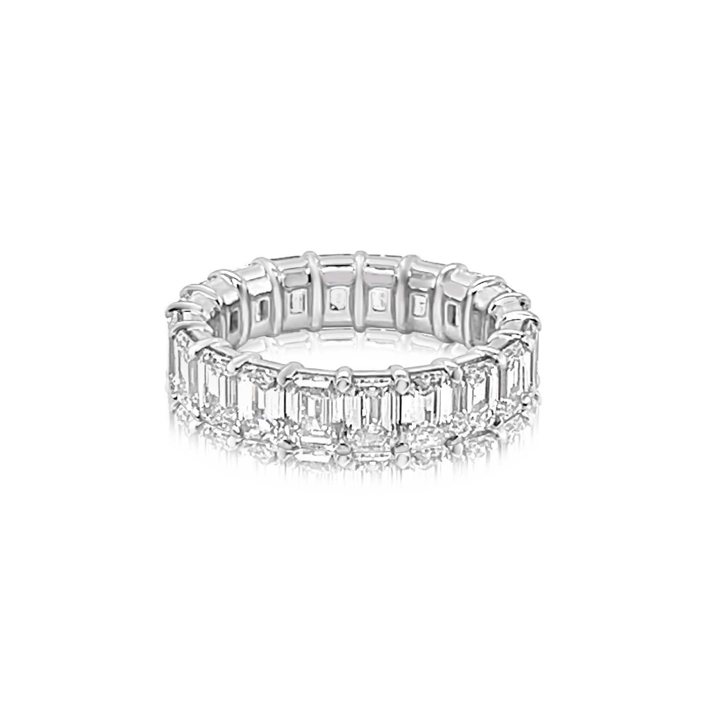 Platinum Emerald Cut Diamond Eternity Band (6.52ctw)