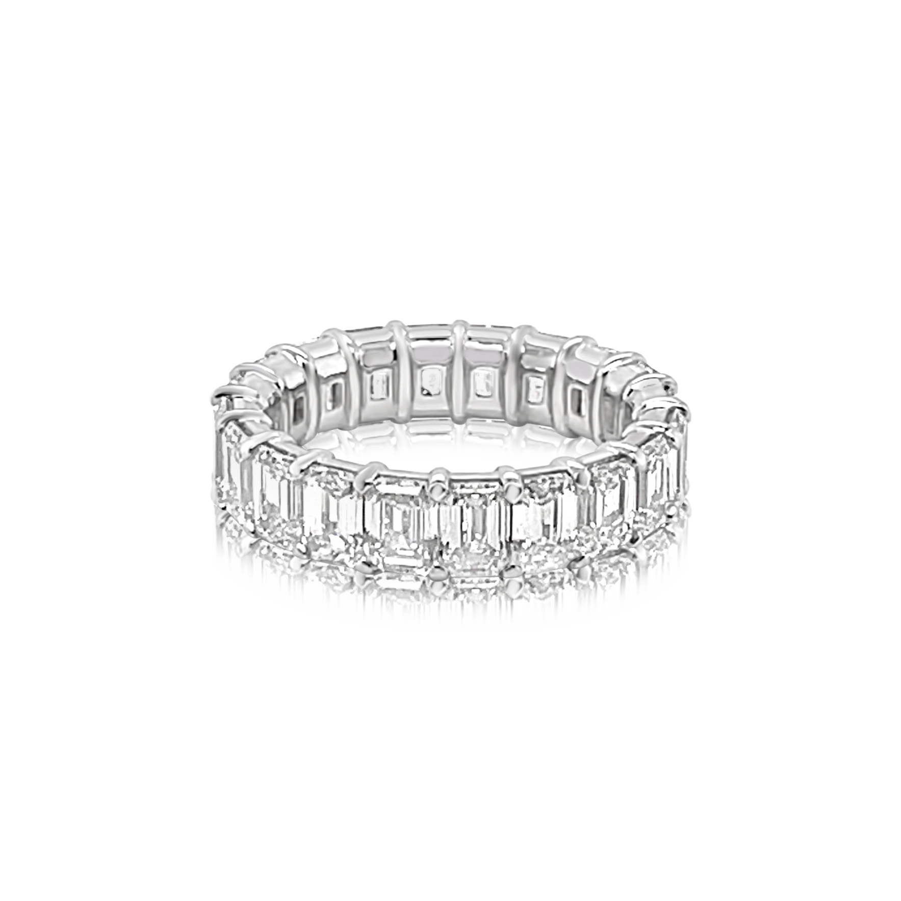 Platinum Emerald Cut Diamond Eternity Band (6.52ctw)