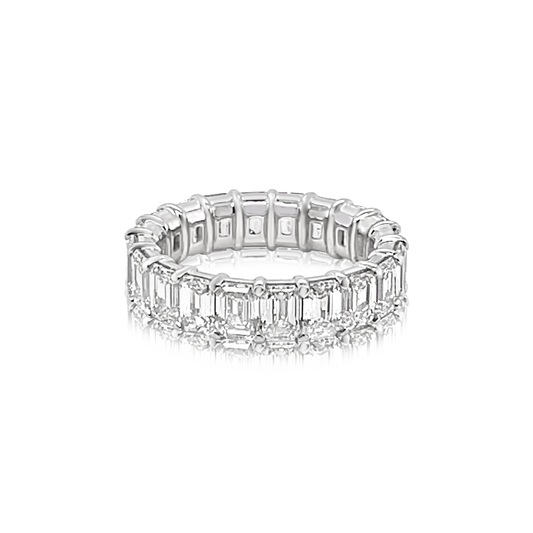 Platinum Emerald Cut Diamond Eternity Band (6.52ctw)