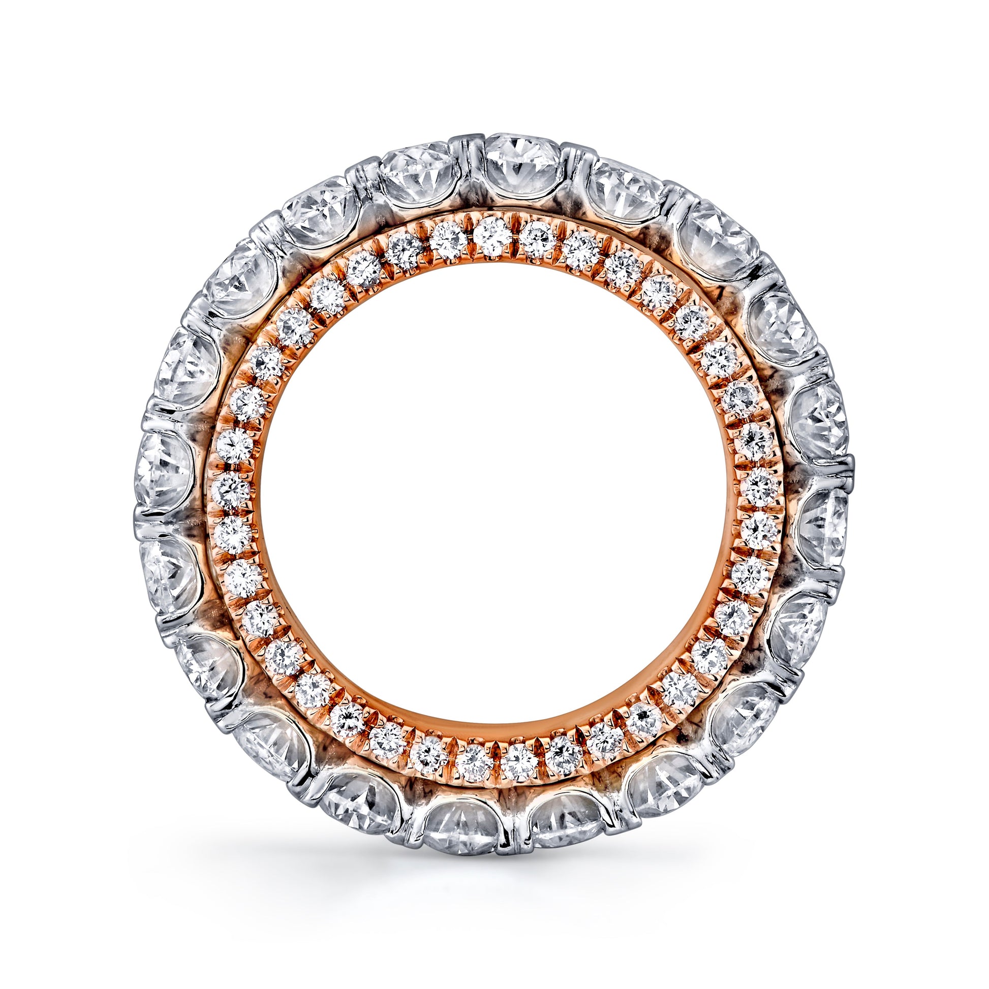 14K White And Rose Gold Oval Diamond Eternity Band With Round Diamond Accents (7.25ctw)