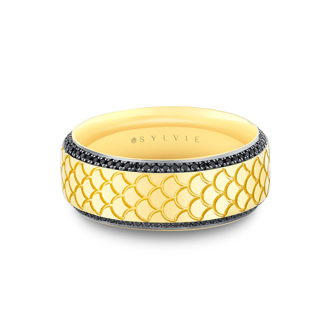 Heritage Engraved Black Diamond Mens Band - Damian