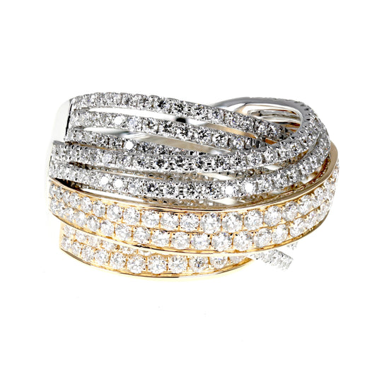 18K Yellow And White Gold Criss Cross Ring (2.74ctw)