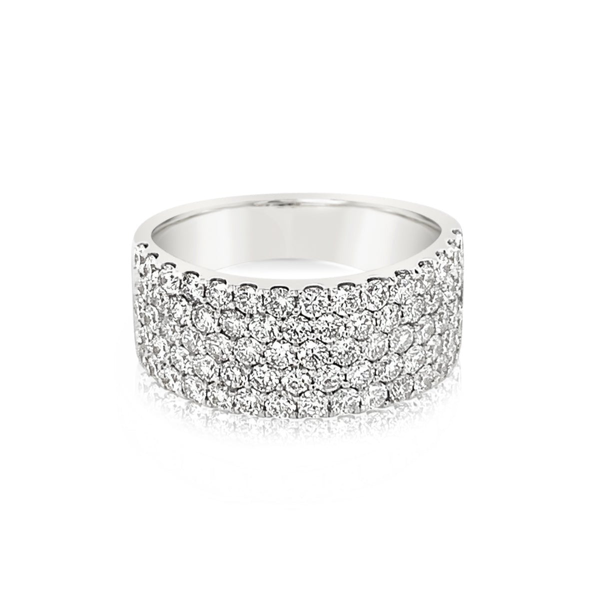 18K White Gold Five Row Pave Diamond Ring (1.73ctw)