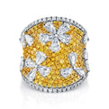 18K White Gold Fashion Ring With Fancy Yellow Diamonds & Pear Shapes (4.43ctw)