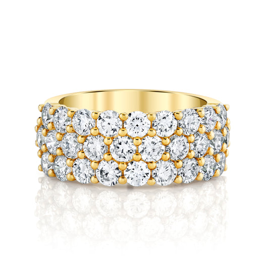 18K Yellow Gold Three Row Ring With Lab-Grown Diamonds (3.36ctw)