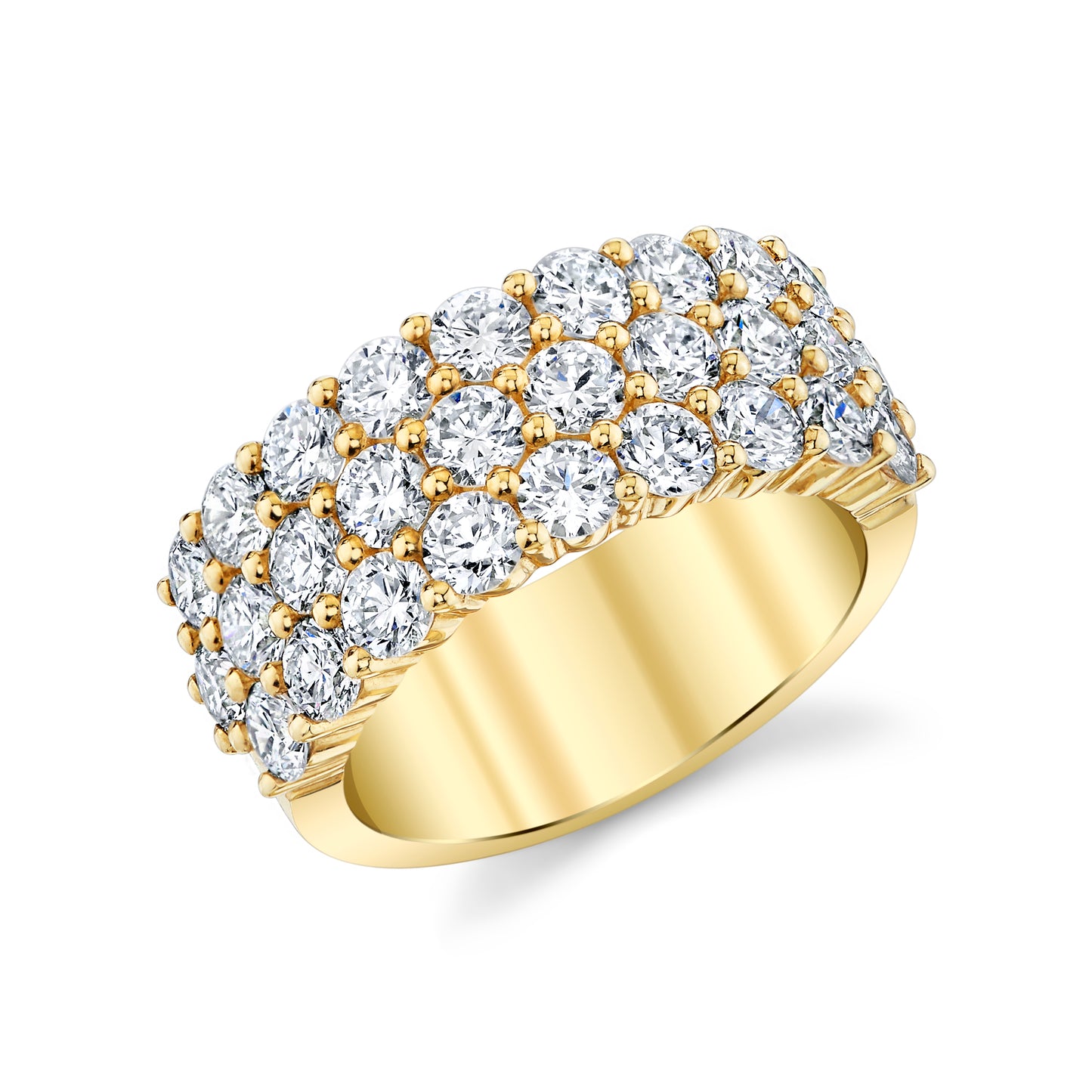 18K Yellow Gold Three Row Ring With Lab-Grown Diamonds (3.36ctw)