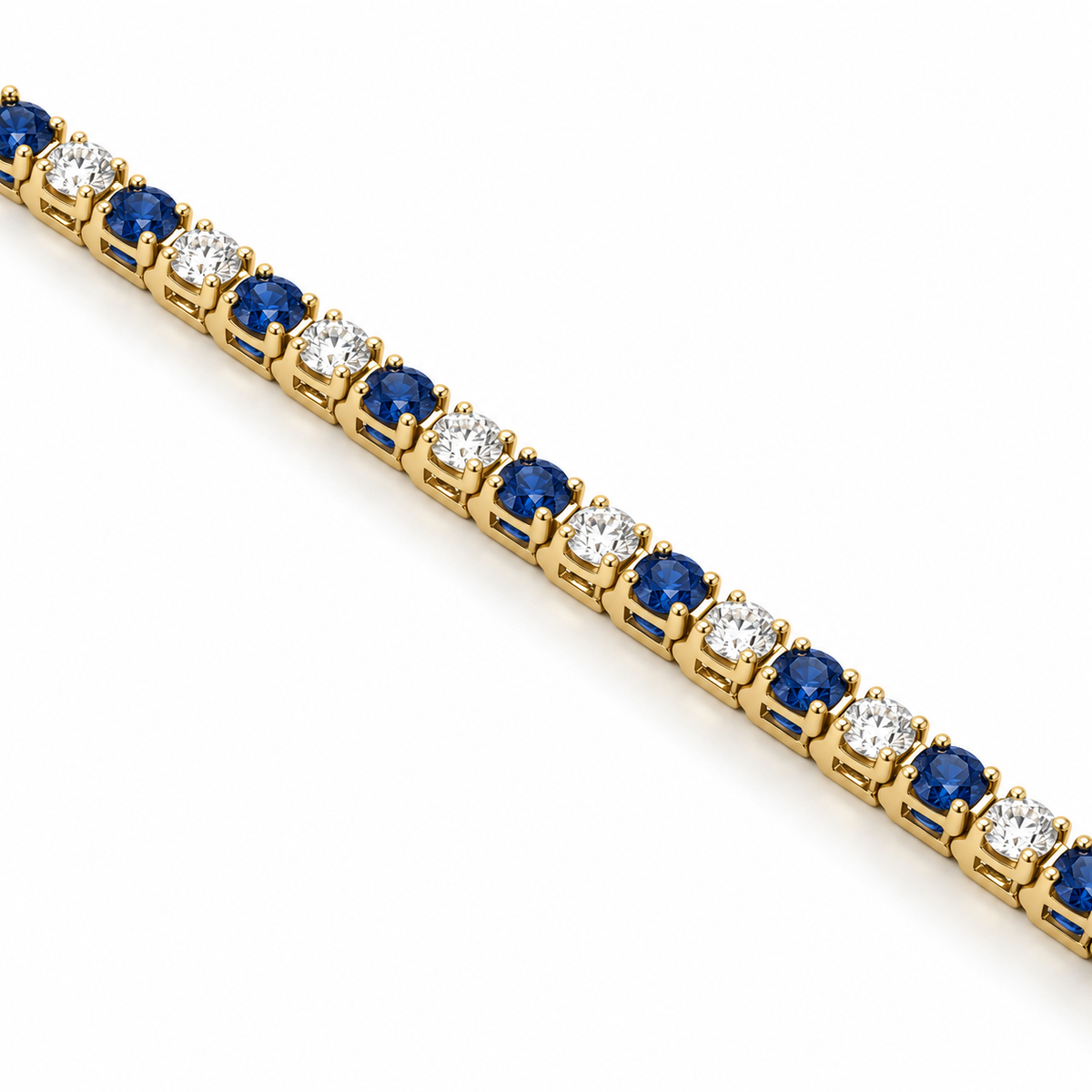 5.00ctw Blue Sapphire & 3.80ctw Diamond Tennis Bracelet in 14K Yellow Gold
