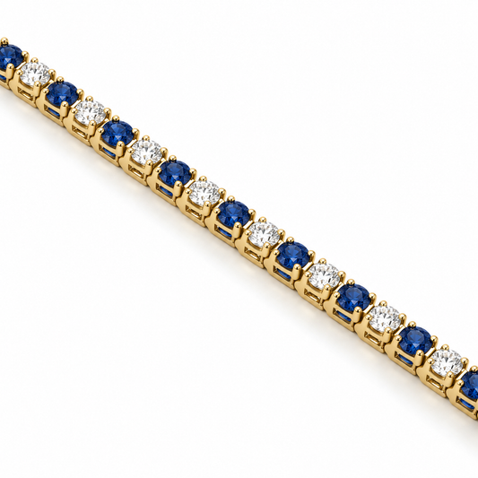 5.00ctw Blue Sapphire & 3.80ctw Diamond Tennis Bracelet in 14K Yellow Gold
