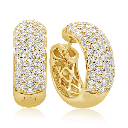 14K Yellow Gold Five Row Micro-Pave Diamond Huggie Hoops (2ctw) 