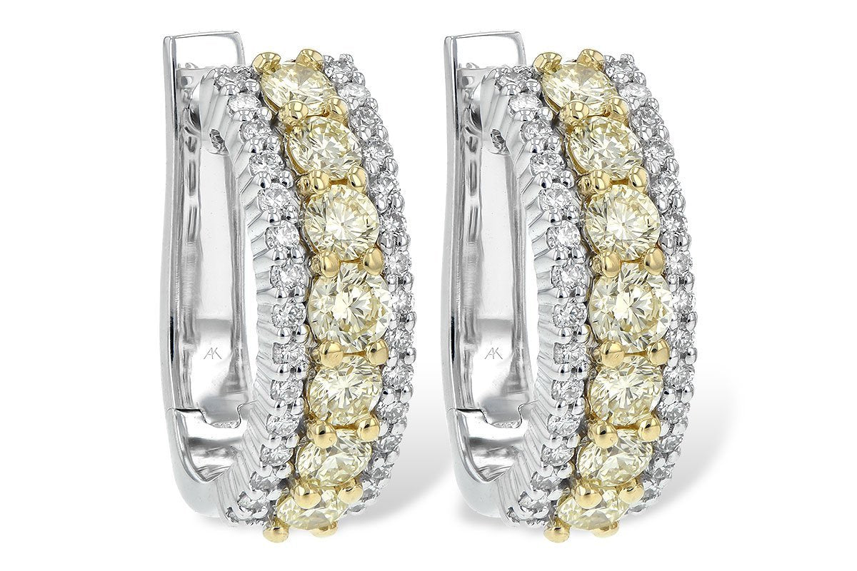 14K White Gold Yellow And White Diamond Earrings (1.55ctw)