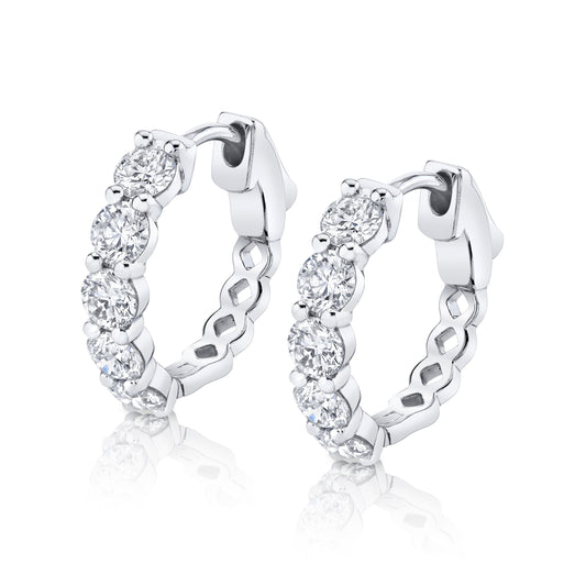 14K White Gold Diamond Hoop Earrings (1.55ctw)