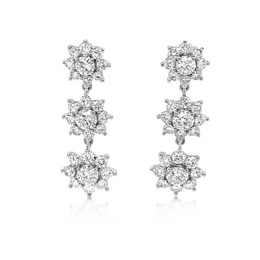 18K White Gold Diamond Starbust Drop Earrings (2.65ctw)