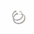 14K White Gold Double Row Pave Diamond Inside Out Hoop Earrings (1.50ctw) 