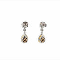 18K White And Yellow Gold Pear Shape Fancy Yellow Diamond Halo Drop Earrings (1.30ctw) 