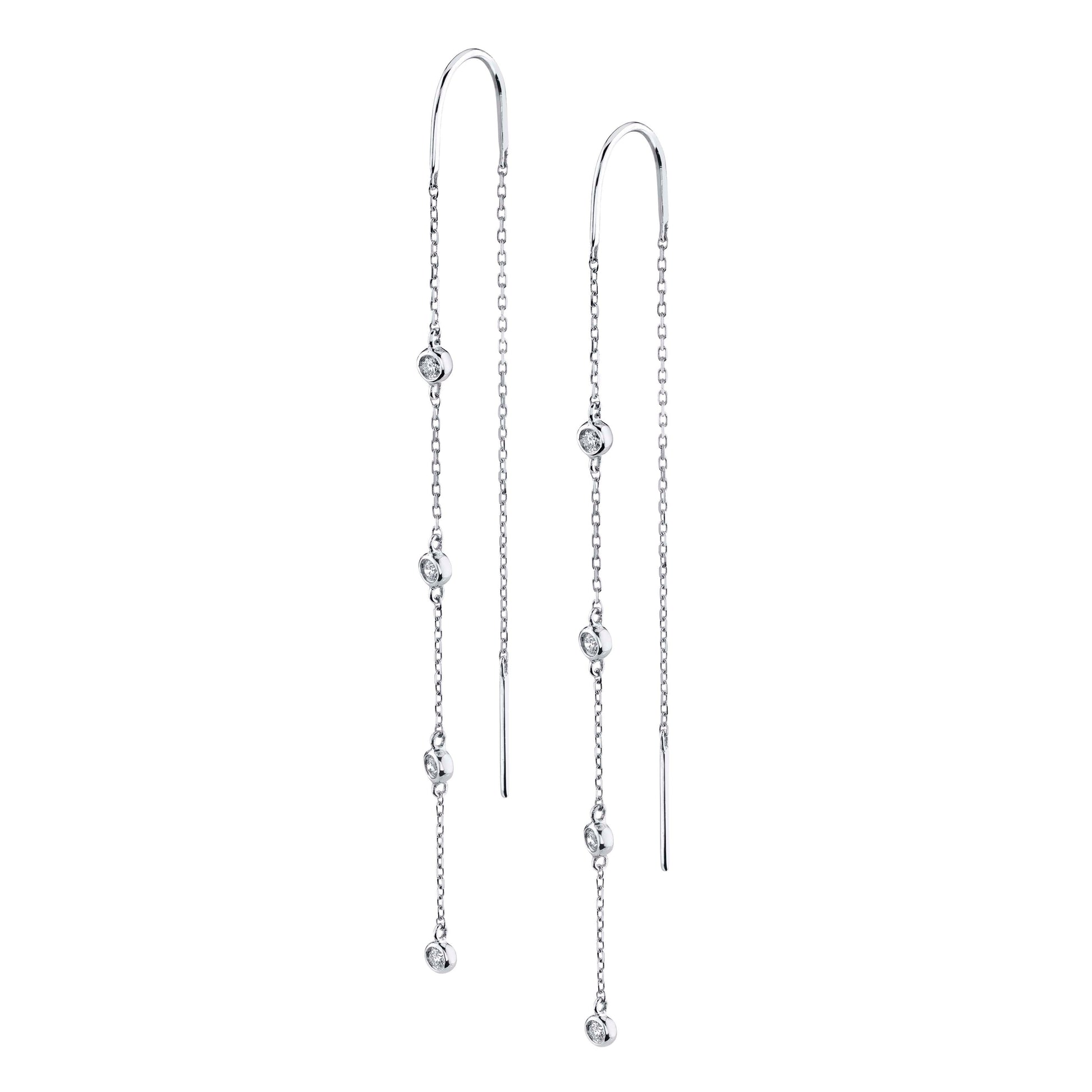 14K White Gold Bezel Diamond Drop Earrings (.25ctw)