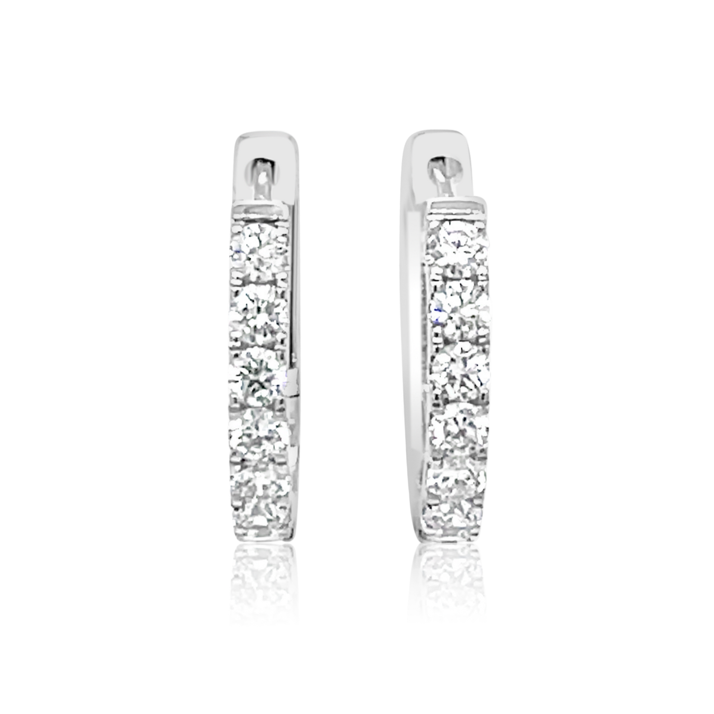 18K White Gold Diamond Huggie Hoops (1ctw)