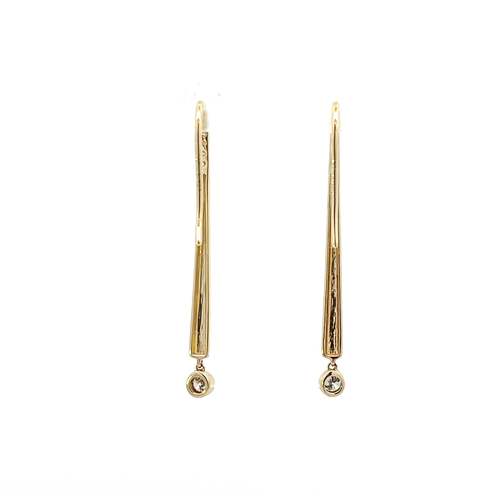 14K Yellow Gold Bezel Set Diamond Drop Earrings (.25ctw) 