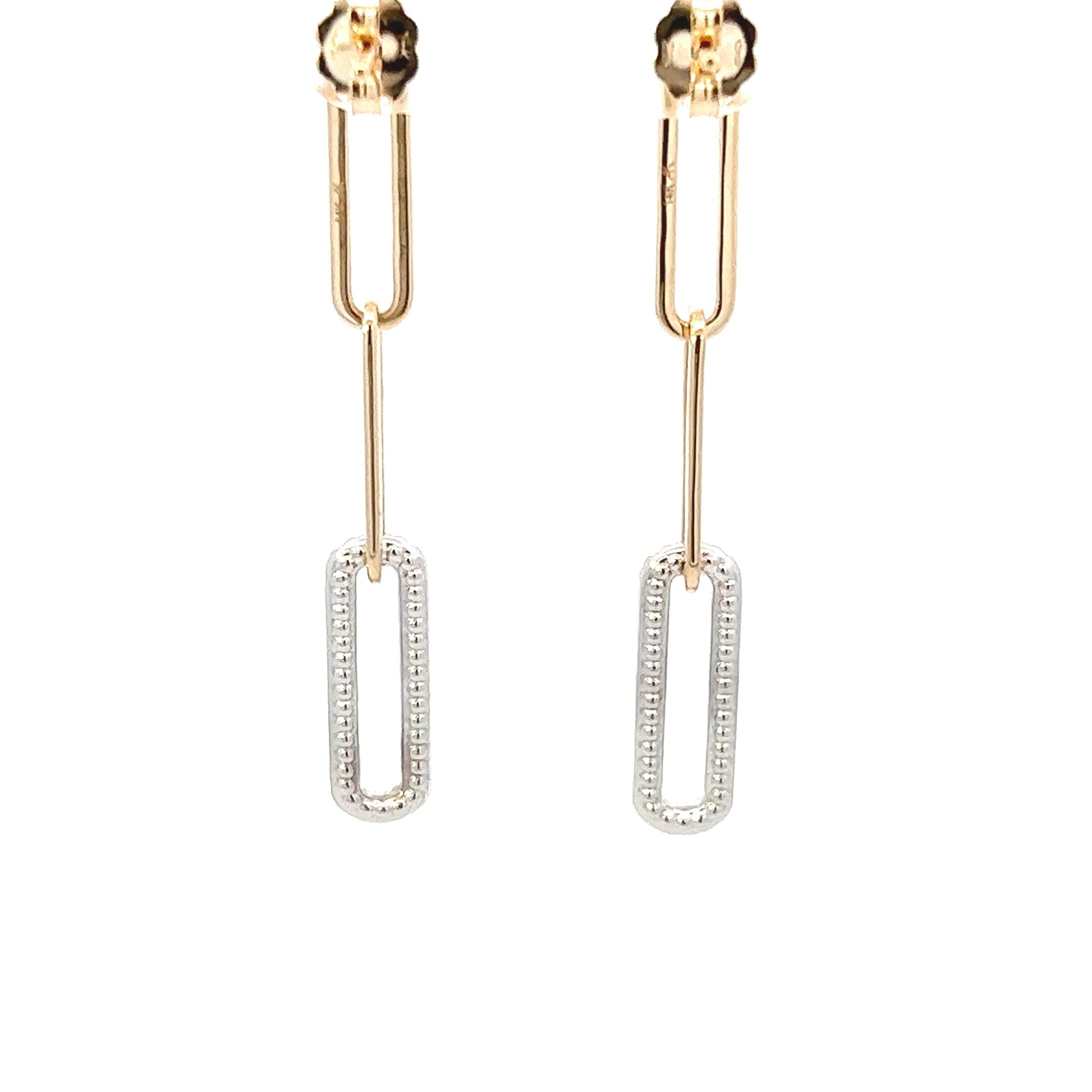 14K Yellow And White Gold Pave Diamond Paperclip Drop Earrings (.50ctw) 